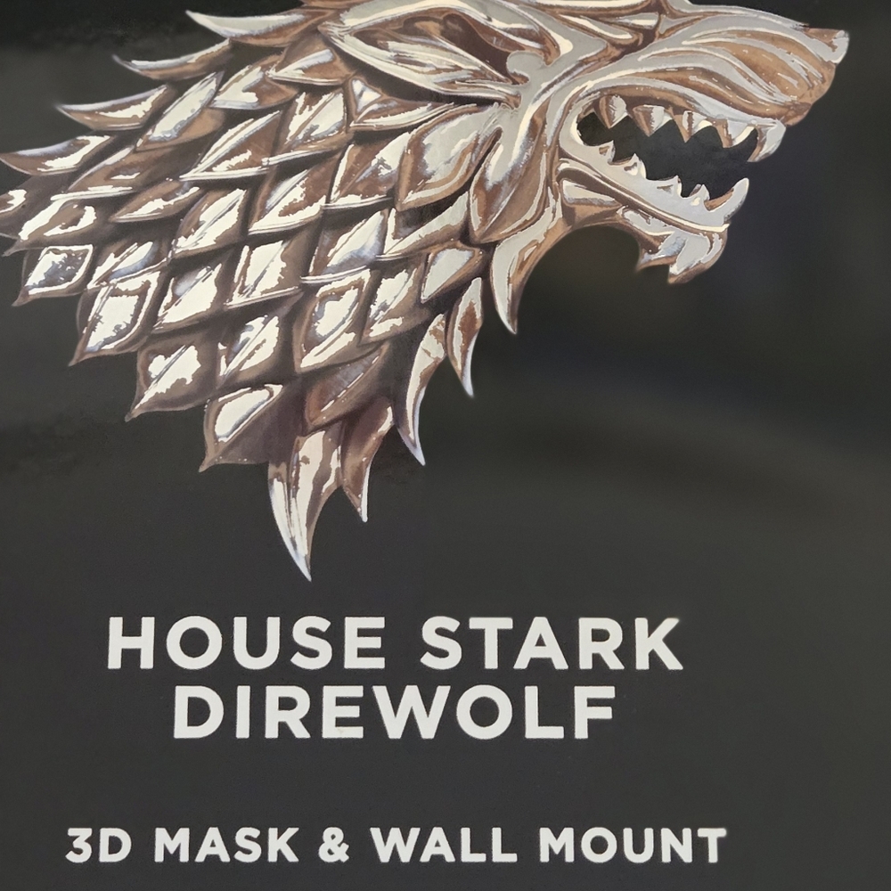 House Stark Direwolf 3D Mask And  Wall Mount - Silver 2 For 30